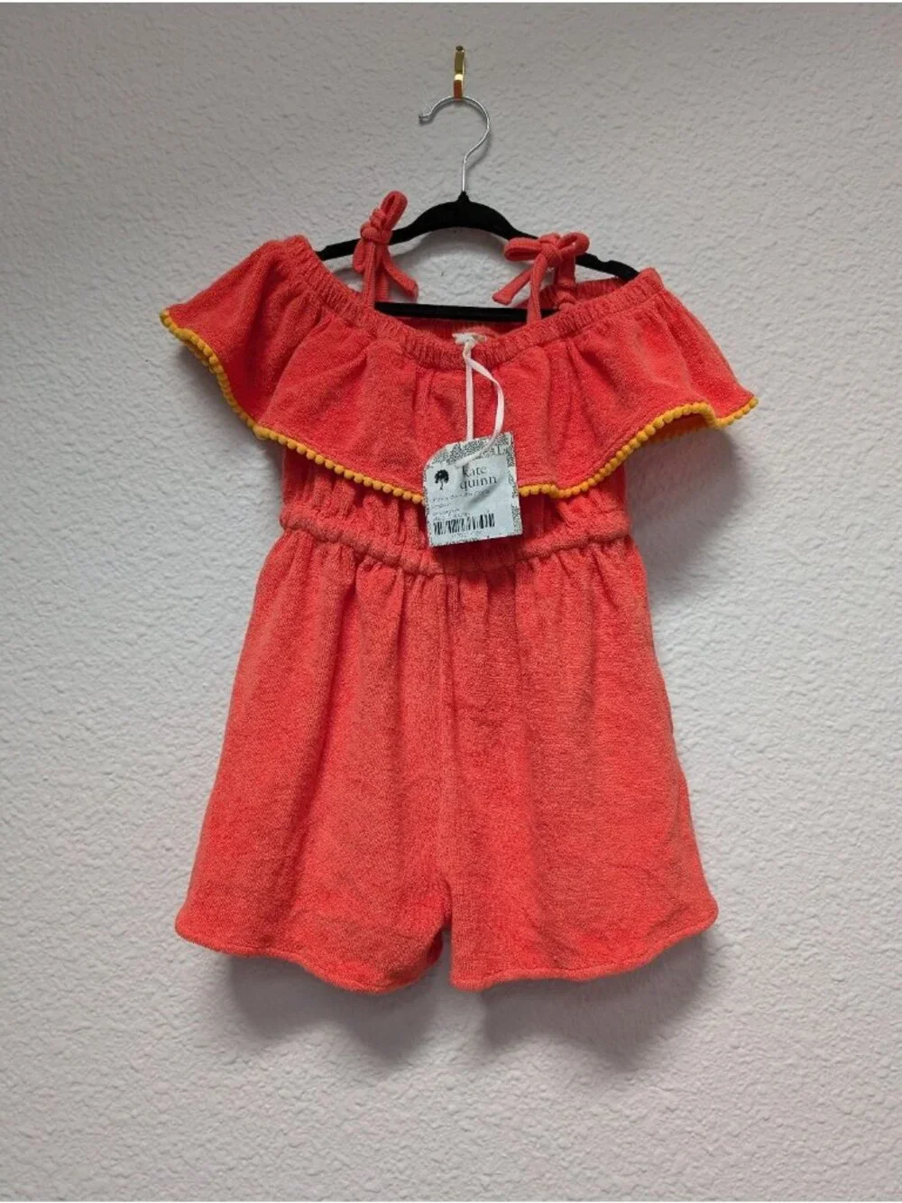 Kate Quinn Organic Cotton Terry cloth Ruffle Shortie Swim Coverup 3T Emberglow